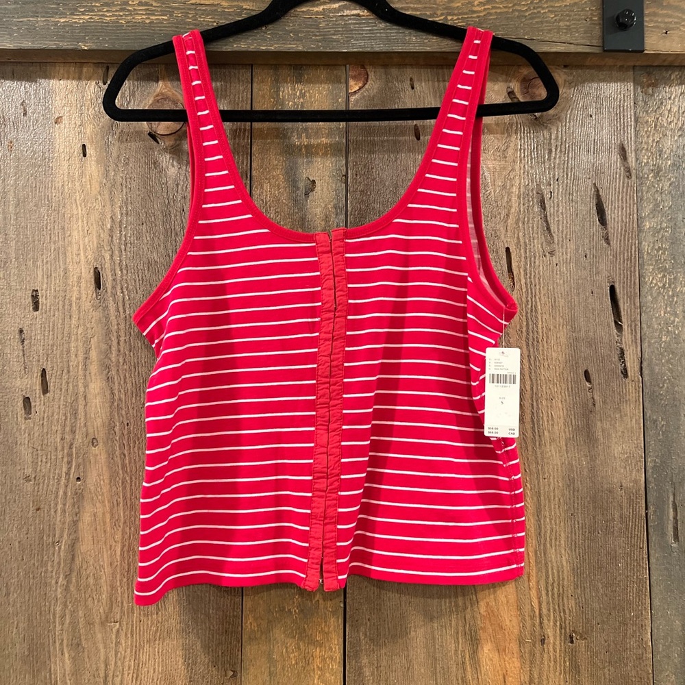 NWT Anthropologie Pilcro Scoop-Neck Stripe Henley Hook Front Tank - Picture 2 of 9